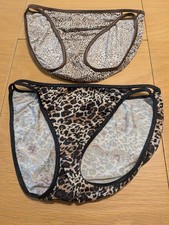 2 Vtg Vanity Fair Sz 6 M Panties Illuminations String Bikini Animal Print Rare