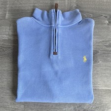 Polo Ralph Lauren Men  s Large Light Heather Blue Cotton 1/4 Zip Pullover