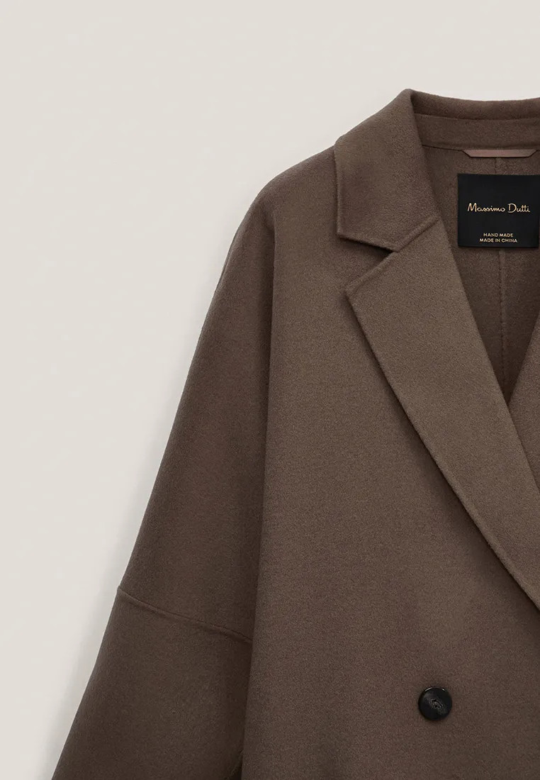 massimo dutti brown double faced wool coat with side slits size L RRP £299 image 5