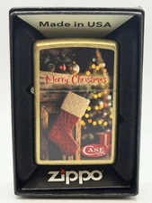 Case XX Knives Christmas Stocking Street Brass Zippo Lighter NEW