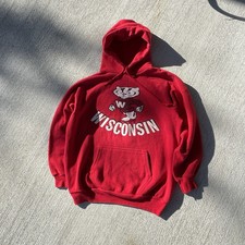 Wisconsins Badgers Vintage Hoodie USA Made Discus Athletic Excellent Condition