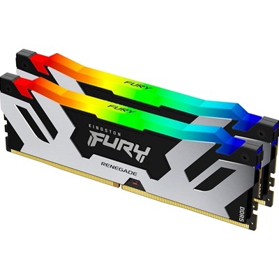 Kingston Fury Renegade Rgb KF564C32RSAK2-64 64Gb 32Gb X2 Ddr5 6400Mt/S Silver/Bl