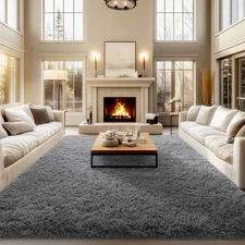 qulint Area Rugs 9x12 Living Room, Large Fluffy Rug for Bedroom, Soft Shag Sh...