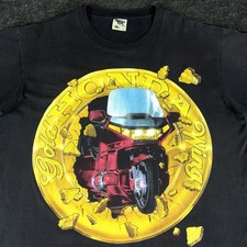 Vintage Honda Shirt Mens XL Black Gold Wing Motorcycle Big Print Graphic Tee 90s