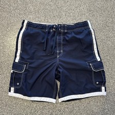 Joe Boxer Cargo Boardshorts Mens L Navy Blue Swim Shorts Trunks 20  Y2K Loose