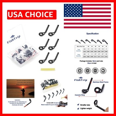 Micro Fishing Rod Tips Repair Kit - 30pcs for Saltwater & Freshwater