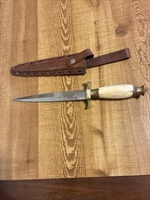 15.5" Renaissance Dagger Bone Handle, Brass Fittings. Leather Sheath