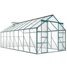 16' x 8' Polycarbonate Walk-in Garden Greenhouse Kit w/ Sliding Door, Clear