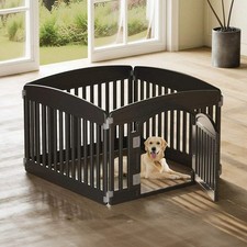 24" Plastic Pet Playpen Lockable Door 4 Panel Dog Fence Portable