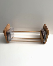 VTG NAPA VALLEY BOX COMPANY WOODEN CD/DVD ADJUSTABLE HOLDER STORAGE SLIDER RACK