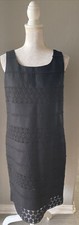 Talbots Women's solid black lace eyelet overlay dress, size 6 sleeveless sheath