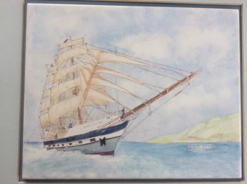 Handpainted TILE of The Prince William Ship Square Rigger Tall Ships Youth Trust - Picture 1 of 1