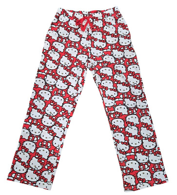 HELLO KITTY Women's Pajama Pants Red White Sanrio Hybrid Apparel Size M