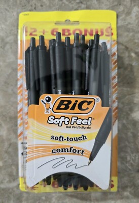 BIC PENS 18 Total Click Retractable Ball NEW Soft-Touch Comfort Black Medium