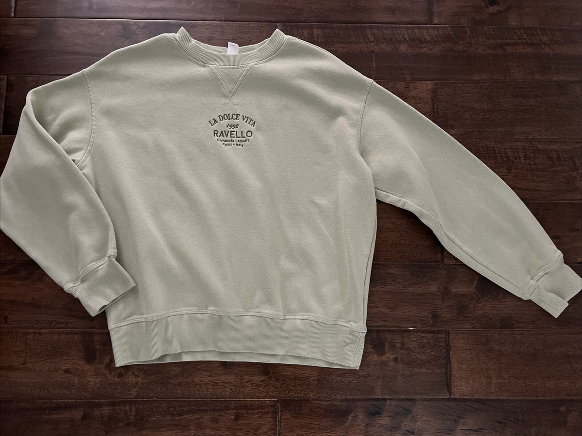 H&M Light Green La Dolce Vita Ravello Graphic Sweater Size Small