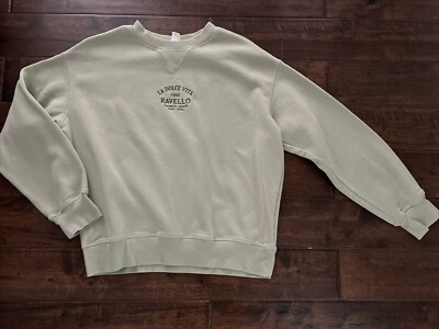 H&M Light Green La Dolce Vita Ravello Graphic Sweater Size Small