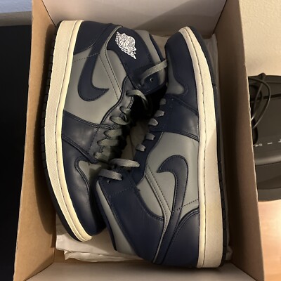 Nike Air Jordan 1 Mid Georgetown 554724-006 Midnight Navy Cool Grey Mens Size 12 Nike Air Jordan 1 Mid Georgetown 554724-006 Midnight Navy  main image 2