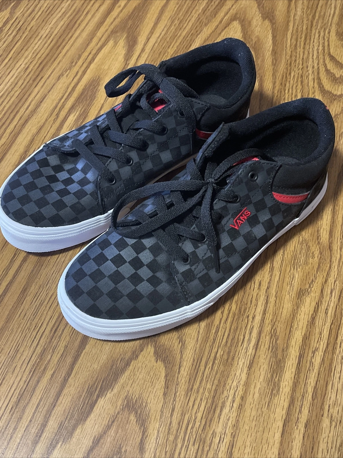 Sneakers a scacchi Vans taglia 7 giovani nero e grigio 500714 scarpe basse NUOVE