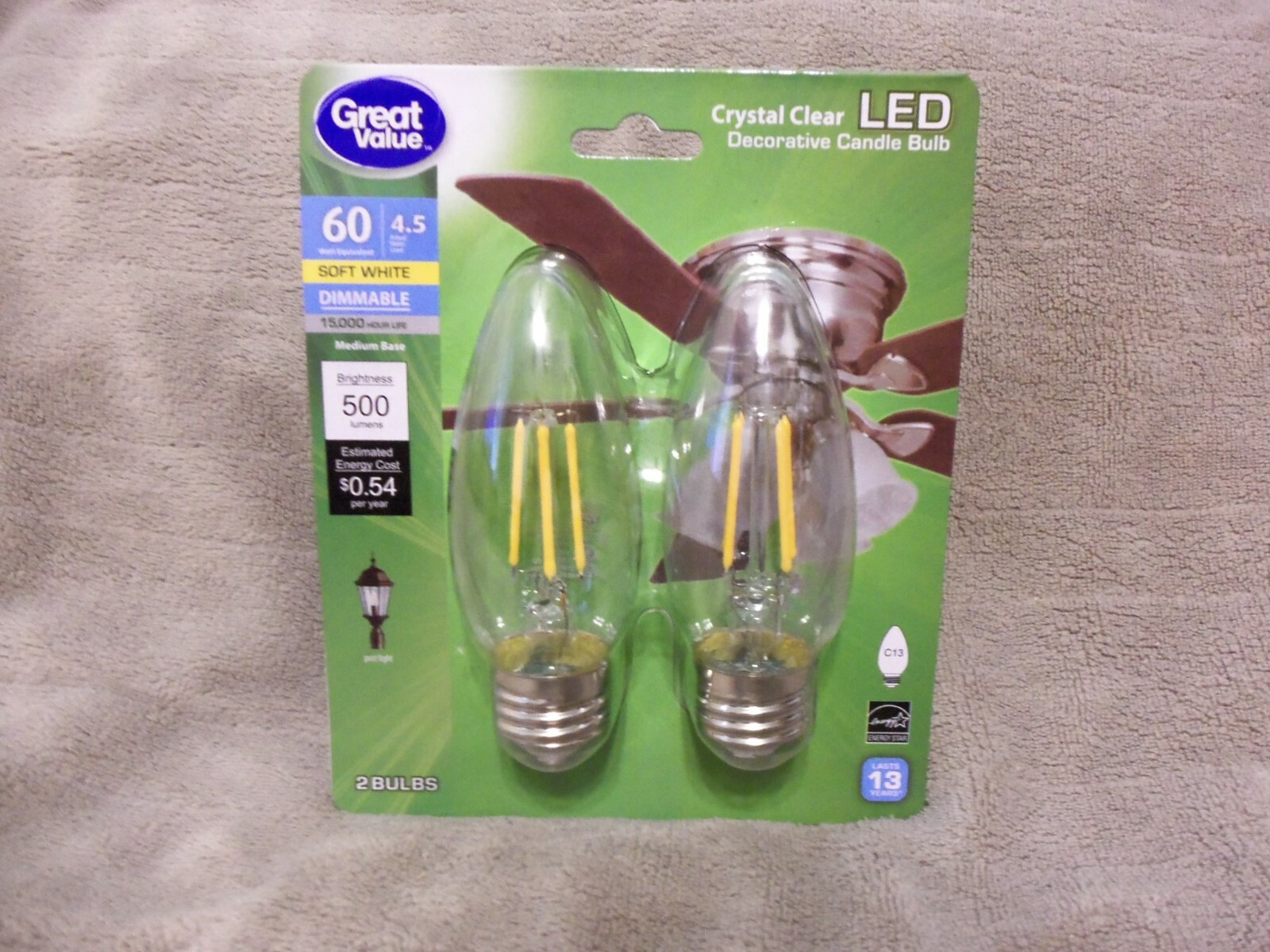 Clear 60w 4 5w Dimmable Led Ceiling Fan Light Bulb 13 Yr Lf 3 Yr