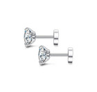 Stud Earrings Screw Back Pe31 Hypoallergenic Silver Stainless Steel Round Cz