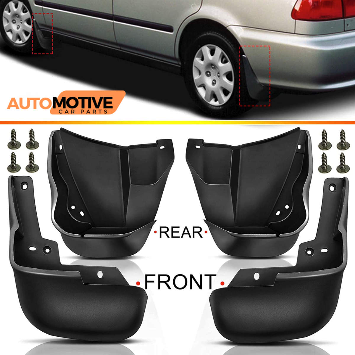 For 1996-2000 Honda Civic Sedan Coupe Splash Guards Front+Rear Mud