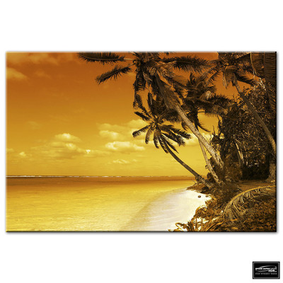 Sonnenuntergang Meereslandschaft Strand BOX GERAHMTE LEINWAND KUNST Bild HDR 280 g/m²