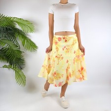 Vintage 90s Pastel Floral Cottagecore Low Rise Fairycore Ruffle Midi Skirt / M