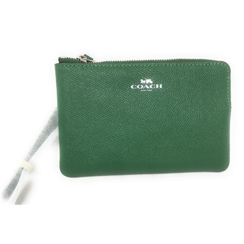 Coach Wristlet Genuine Green Leather Corner Zip | eBay