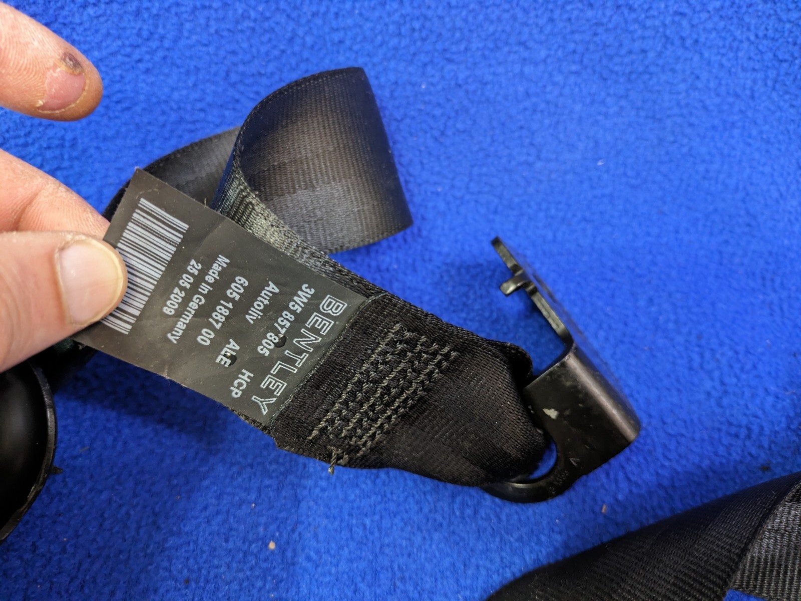 black 06-12 Bentley Continental Flying Spur Rear Left Driver Side Seat Belt OEM