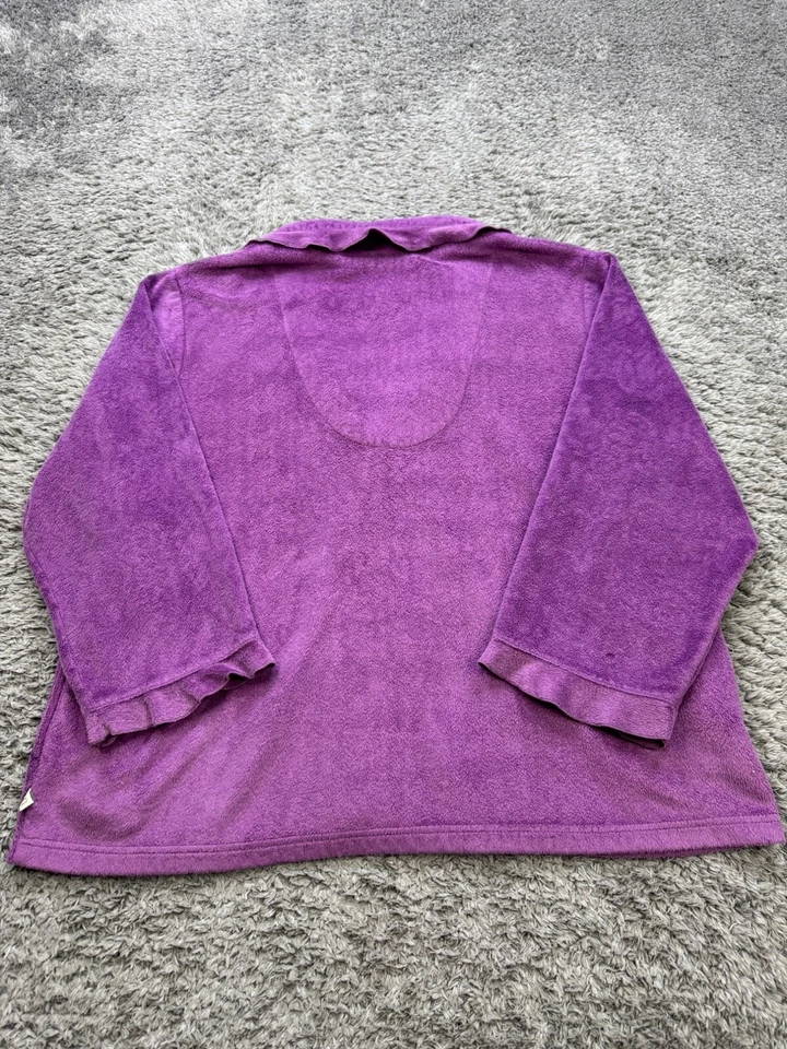 Top de pijama Karen Neuburger para mujer 1X púrpura con volantes ropa de dormir de felpa francesa Foto 2 de 4