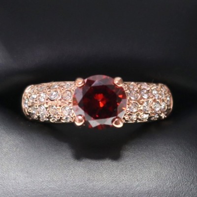 1.5 Ct Red Round Ruby CZ Paved Band Ring Jewelry Gift 14K Rose Gold Plated  | eBay
