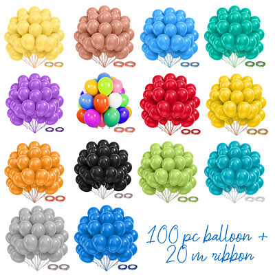 10'' Latex Uni Luftballon 100 Stück mit Kräuselband für Event Party Hochzeit Deko
