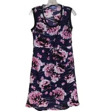Simply Vera Wang Black and Pink Floral Dress with Tie Waist Size S