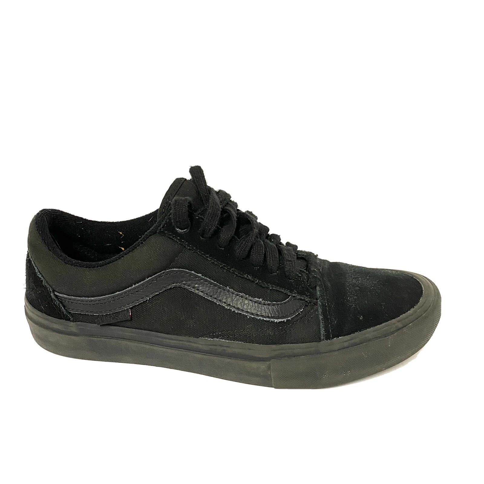 Scarpe da skateboard Vans basse professionali in pelle scamosciata tripla nera 721454 taglia 8