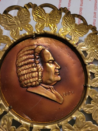 3 placas de compositor de metal de colección Bach Tchaikovsky Brahms - Imagen 3 de 7