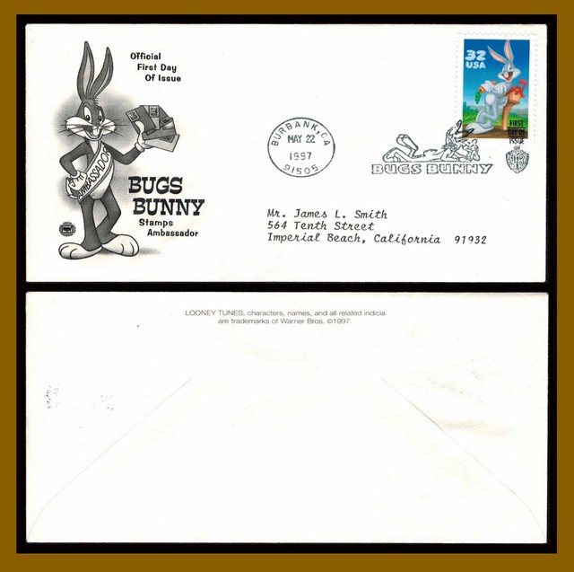 Warner Brothers (Bugs Bunny) Stamp Envelope, 1997 First Day Issue