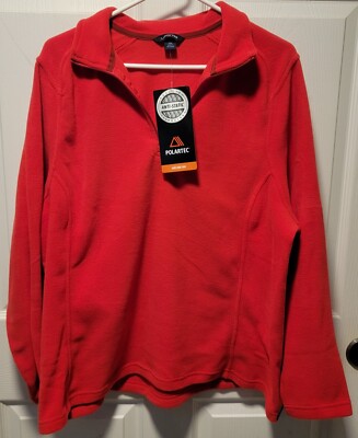 Lands End Polartec Aircore 100 Half Zip Fleece Jacket, Size OX/14W, Red, NWT