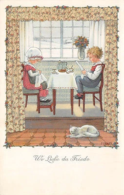Carte postale d'artiste P. Ebne Wo Liebe da Freed 1920 - Photo 1/2