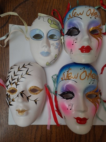 Keramik Porzellan handbemalte Gesichtsmaske Karneval 4 Wanddeko Orleans 