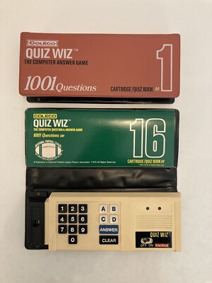 Coleco Quiz Wiz The Computer Question & Answer Game NFL#16 Cartridge & 1001 Book