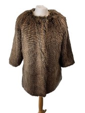 Love Label Brown Balck Faux Faux Long Sleeve Coat Women Size 14 (fp12)