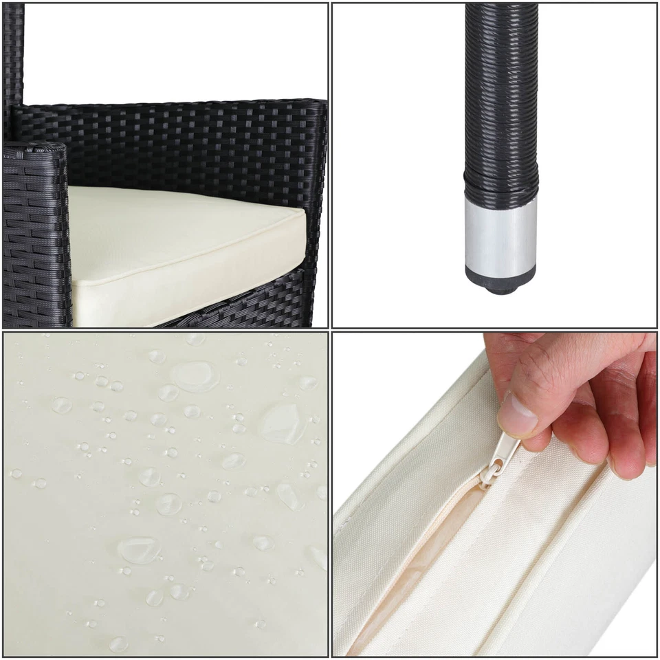 CASARIA® Polyrattan Balkonset 3 teilig Bistroset Sitzgruppe Balkon Garten Set - Bild 3 von 4