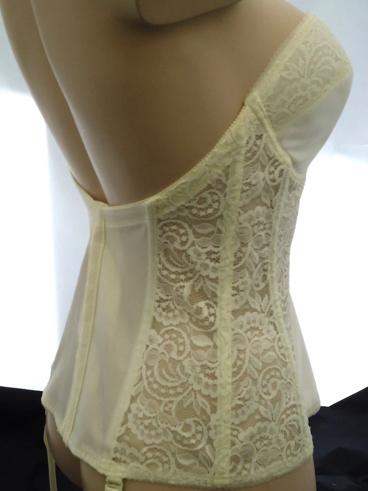 VA BIEN 523 Corsage Gr.85E UK 38DD La Femme Fatale lange korsage basque Weiß - Bild 3 von 4