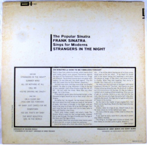 REPRISE 1966 1A/1A Frank Sinatra STRANGERS IN THE NIGHT Mono F-1017 Strong VG+ - Imagen 4 de 4