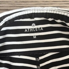 Athleta Women's Black White Striped Ankle Leggings Size M Regular