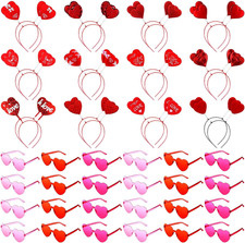 48 Pcs Valentine S Day Heart Headband Heart Shape Sunglasses, Red Pink Glasses