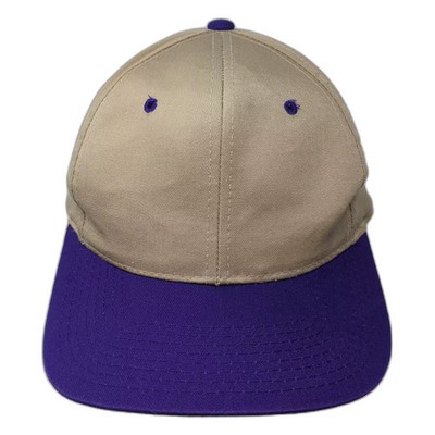 Yupoong Snapback Hat Beige Purple OS Two Tone Blank Structured Adjustable