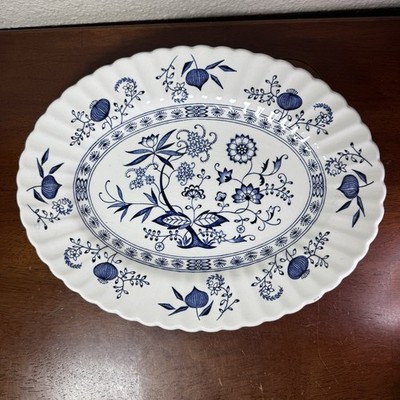 J&G Meakin Blue Nordic Blue Onion Ironstone Oval Serving Platter Made In England