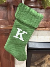 Target Wondershop Initial Letter "K  Monogram Christmas Stocking Knit 19  Green