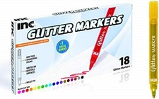 Inc. Multicolor Glitter Markers - 18 Assorted Colors, Sparkly Non-Toxic Water-Ba